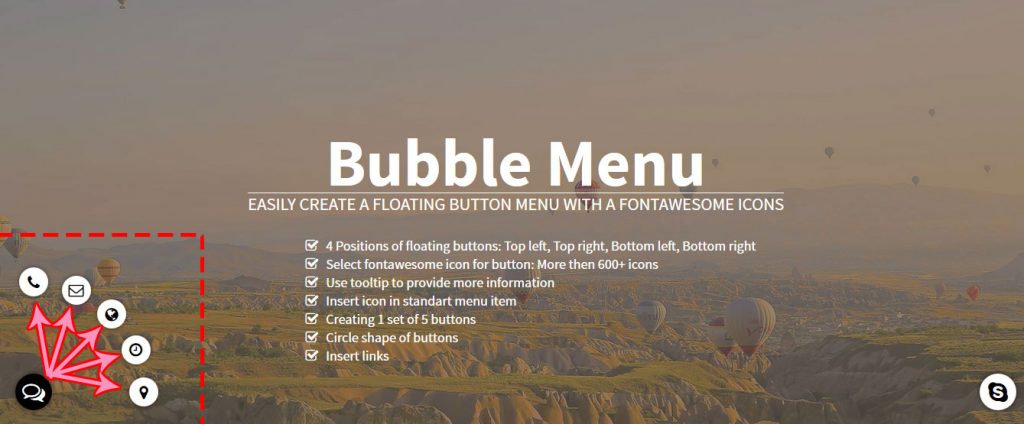 دمو افزونه buble-menu برای وردپرس