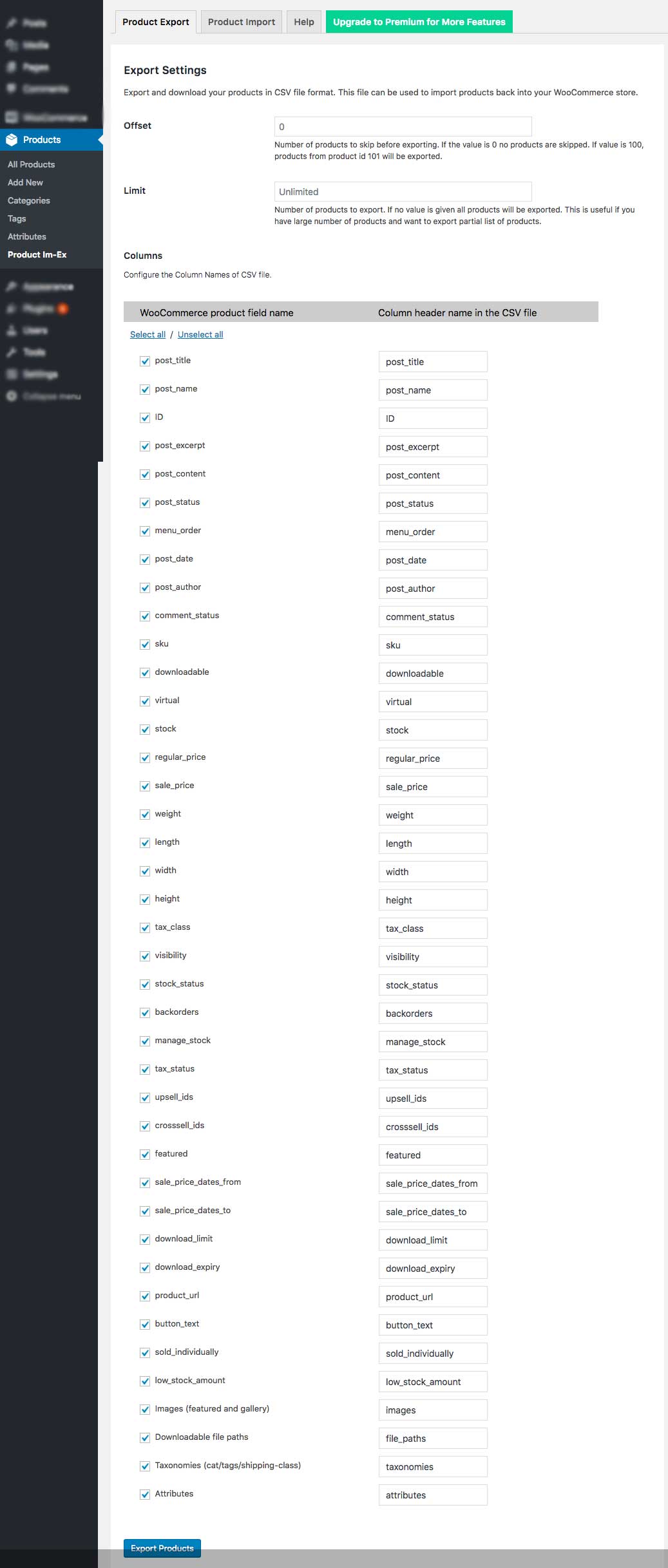 خروجی از محصولات ووکامرس