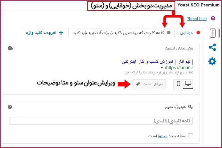 تنظیمات افزونه یواست سئو وردپرس - آکادمی انار